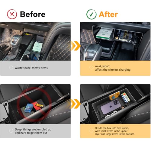 2PCS Center Console Organizer for Toyota Camry 2025 2026 (Black 2pcs)
