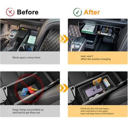 2PCS Center Console Organizer for Toyota Camry 2025 2026 (Black 2pcs)