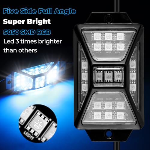 8 Pods 168 LEDs 5 Sides RGB Rock Lights for Truck (8 pods)