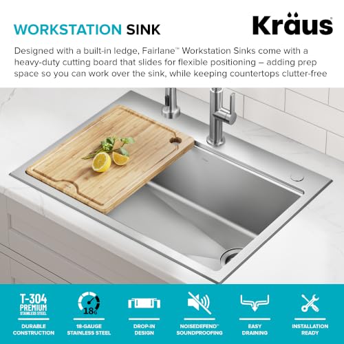 Fairlane 30 in Drop In (30 Inch / Single Bowl Workstation — Drop In)