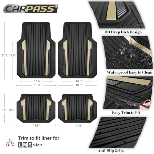 Heavy Duty Rubber Car Mats Metallic (Black and Golden)