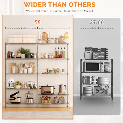 70" W Storage Shelves 1600LBS Heavy Duty Metal Shelving (Chrome / 69.8"W × 15.8"D × 71"H)