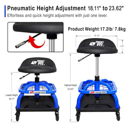 Rolling Shop Stool with Wheels (Blue)