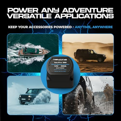 Dual Battery Isolator Kit Heavy Duty 300 AMP 1000 AMP Peak Voltage Sensitive Relay VSR for 12 Volt Systems (300 AMP Kit)