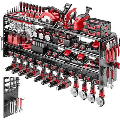 52" Metal Power Tool Organizer Wall Mount (Black / 12 Drills Holder)