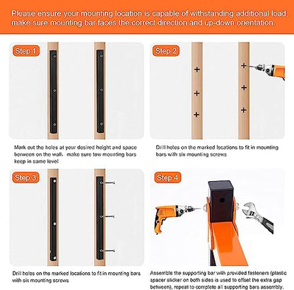 Wall Mount Wood Organizer and Lumber Storage Rack with 3 (Casual)