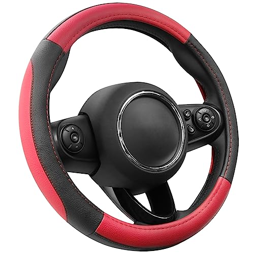 Car Steering Wheel Cover for Prius Civic Model 3 (Small size[14''-14 1/4''] / Black and Red)