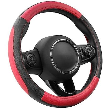Car Steering Wheel Cover for Prius Civic Model 3 (Small size[14''-14 1/4''] / Black and Red)