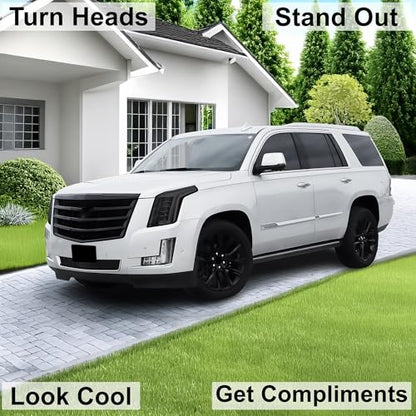 Full Headlight Head Light Tint Kit Fits Cadillac Escalade (FRONT KIT / Dark Smoke)