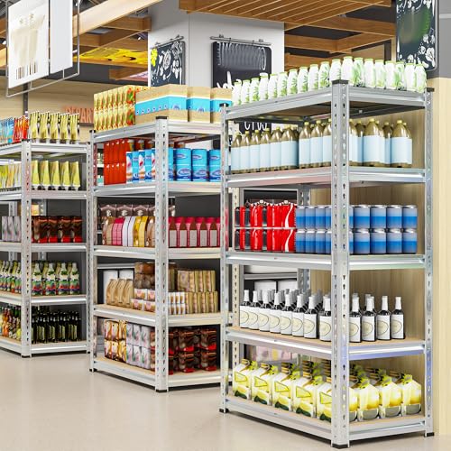 5 Tier Garage Shelving for Pantry Garage (Silver)