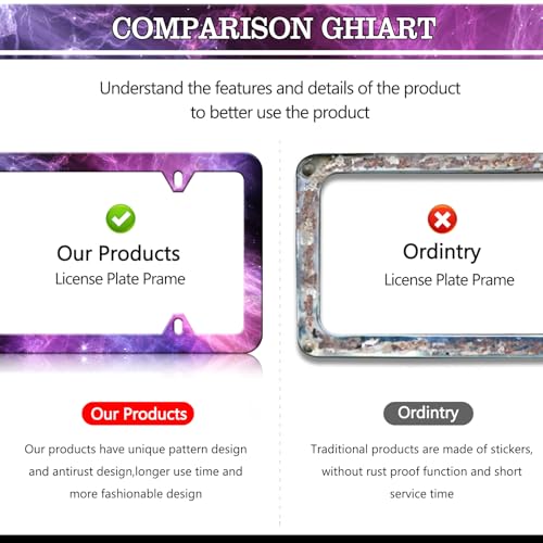 Purple License Plate Frames (Galaxy Starry Sky Night)