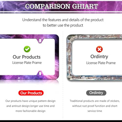 Purple License Plate Frames (Galaxy Starry Sky Night)