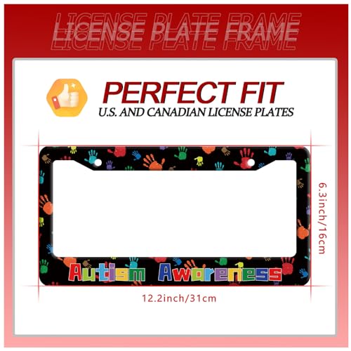 Autism Awareness Handprint Stainless Steel License Plate Frame for US Cars (Autism awareness)