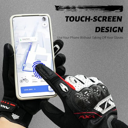 Motorcycle Gloves for Men Women (Black White / XX-Large)