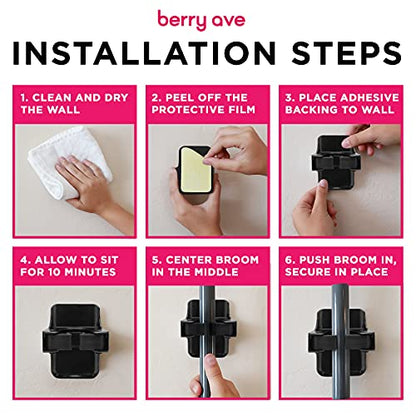 Combo 5 Slot Broom Holder w (1 Pack w/ Small Broom Holder / Black)