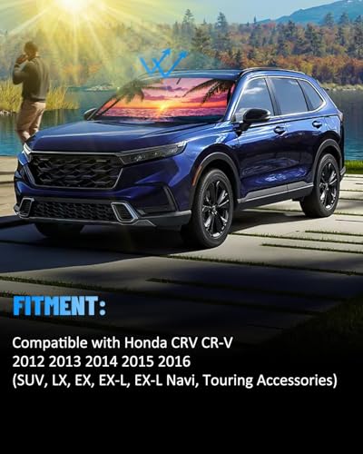 Sunset Beach Car Windshield Sun Shade Compatible with Honda CRV CR (Honda CRV 2012-2016 - sunset beach)