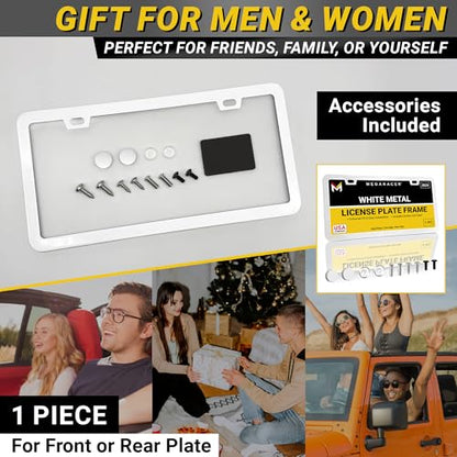 Premium Slim Gloss White License Plate Frame (White / 1 Piece)
