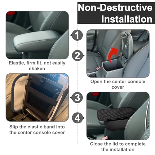 Car Center Console Cover with 2 Organizer Pockets Storage Bags (Black)