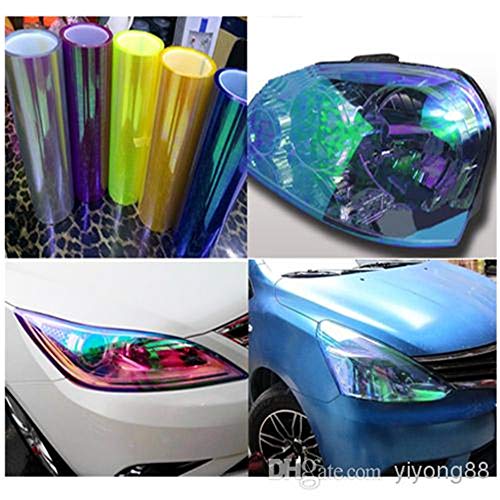 LED LIGHT 12 by 48 inches Self Adhesive Shiny Chameleon Headlights Tail Lights Fog Lights Films (Pink)
