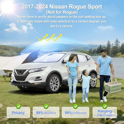 8 PCS Car Window Shades for Nissan Rogue Sport (for Nissan Rogue Sport 2017-2024)