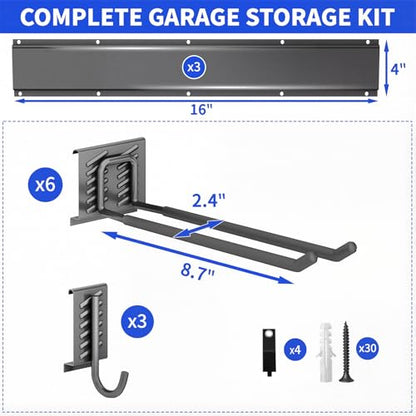 Garage Tool Organizer Wall Mount (48" - 9 Hooks)