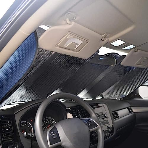 Car Windshield Sun Shade UV Rays Sun Visor Shade (Blue / 55.16 x 27.5 inches)