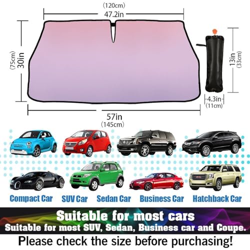 Colorful Car Windshield Sunshade Umbrella Sun Shade Umbrella for Car Foldable Windshield Umbrella Block UV Rays Heat Keep Vehicle Cool for Cars SUV 57"x30" (colorful 2)