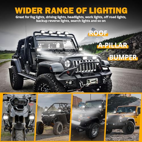 R4 Series 4 Inch LED Light Pods (4 Inch White Broad Flood Pods)