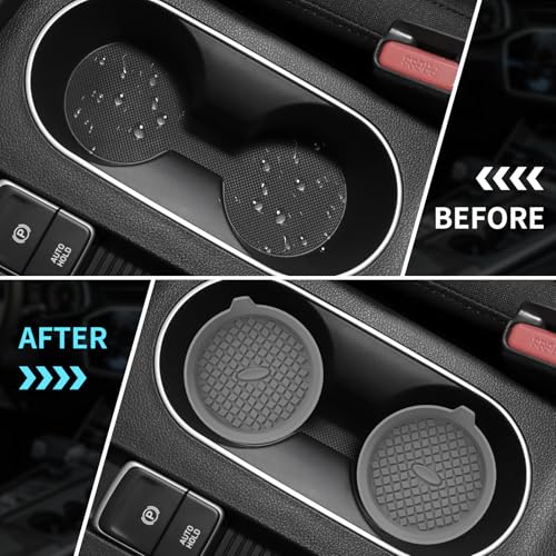 Car Cup Holder Coasters [4 Pack] Silicone Cups Mats (4pack-dark Grey)