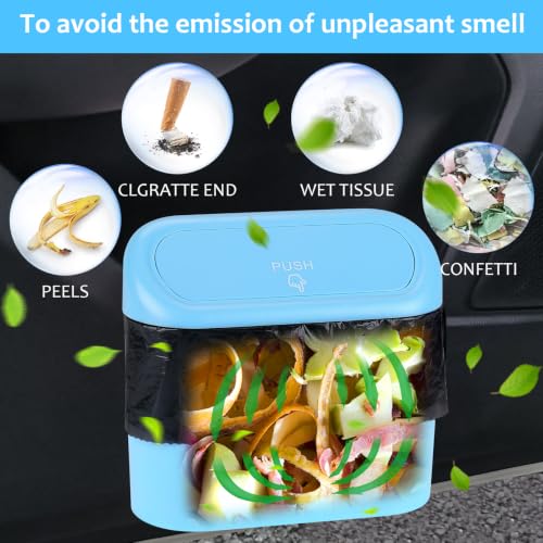 Car Trash Can with Lid (Blue, Blue)