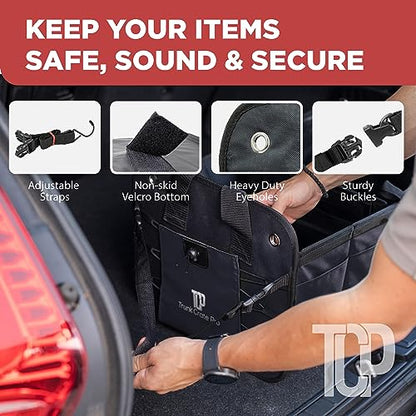 Car Trunk Organizer for SUV & Truck Cargo Storage (Large / Black)
