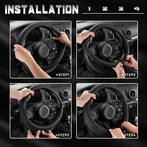 Car Steering Wheel Cover for Prius Civic Model 3 (Small size[14''-14 1/4''] / Black)
