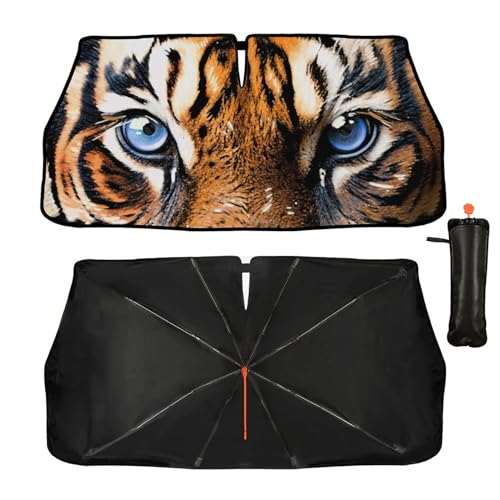 Tiger Car Window Shades Car Windshield Sunshade Umbrella Car Foldable Umbrella Sunshade for Front Window UV Reflector Auto Windshield Umbrella Sun Shades Cover for Most Vehicles 57'' X 30'' (57'' X 30'' / style-AB33)