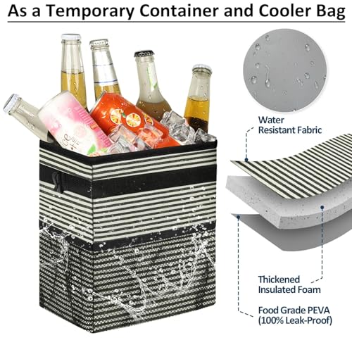 Leak Proof Car Trash Can with Lid Stripe Print (Stripe Print / 2 Gallons)