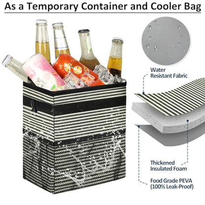 Leak Proof Car Trash Can with Lid Stripe Print (Stripe Print / 2 Gallons)
