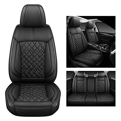 Leather Car Seat Covers Full Set (B-BLACK / FULL SET)