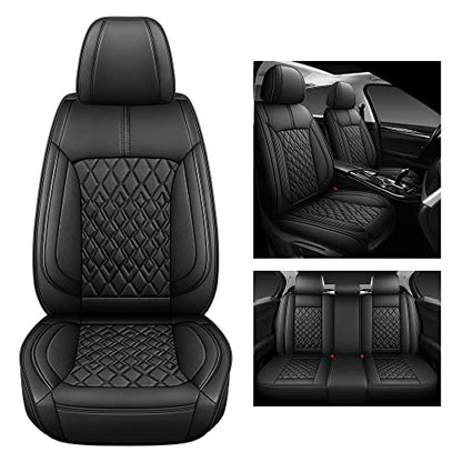 Leather Car Seat Covers Full Set (B-BLACK / FULL SET)