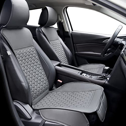 Leather Car Seat Covers Front 2PC Waterproof Universal Fit Gray (Gray)
