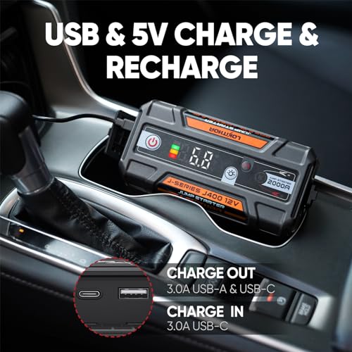 J400 Portable Jump Starter for Upto 8.0L Gas & 6.0L Diesel Engines (Orange)