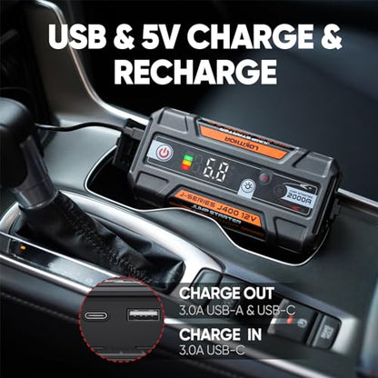 J400 Portable Jump Starter for Upto 8.0L Gas & 6.0L Diesel Engines (Orange)