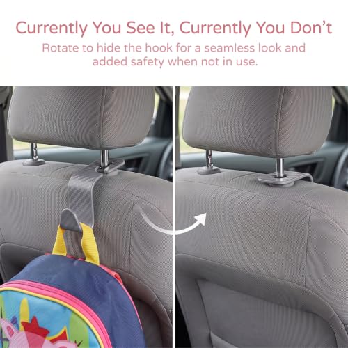 4 Pack Headrest Hooks for Vehicle Seats (Carbon Fiber/Grey)
