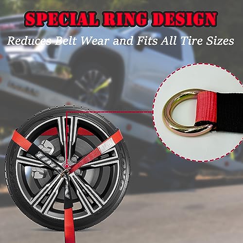 4 Pack Car Tie Down Straps for Trailers (red)