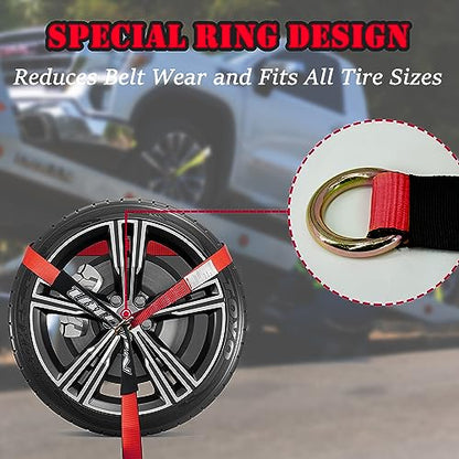 4 Pack Car Tie Down Straps for Trailers (red)
