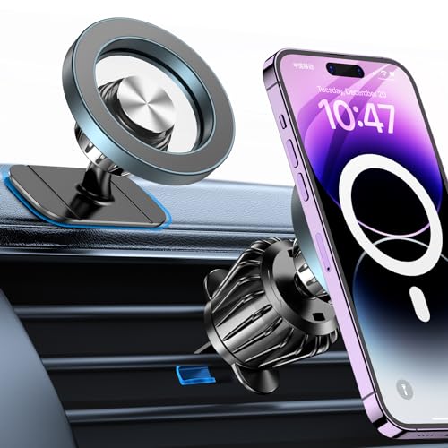 for Magsafe Car Mount【20 Strong Magnets】Magnetic Phone Holder for Car Phone Holder Mount Dash Mounted Holders Cell Phone Holders for Your Car Accessories for Women Men for iPhone 17 16 15 14 (Metal Gray)