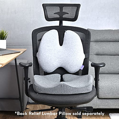 Patented Pressure Relief Seat Cushion for Long Sitting Hours on Office (Gray)