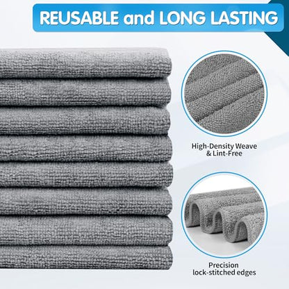 Grey Microfiber Cleaning Cloth (8pk / Grey)