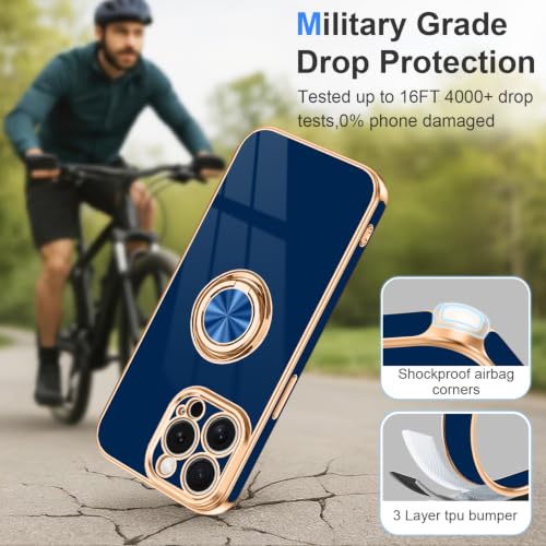 Designed for iPhone 15 Pro Max Case with Ring Stand Slim Blue (Blue / 6.7'' iPhone 15 Pro Max)
