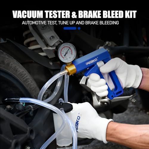Hand Vacuum Pump Brake Bleeder Kit Fluid Extractor Pump Vacuum Gauge (Red)