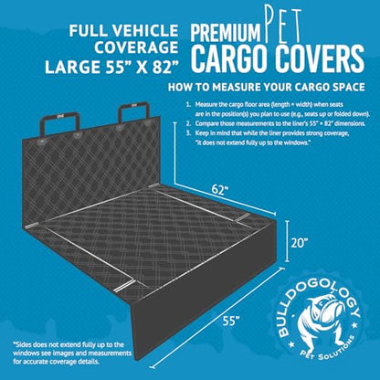 Bulldogology SUV Cargo Liner for Dogs 55"x82" Heavy Duty Pet Trunk Cargo Cover Area (Standard Black / Large)