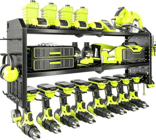 Power Tool Organizer (3-Layer 8-Drill with Pegboards / Black)